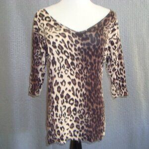 PIERRI New York Animal Print Lite Weight Knit Top 3/4 Sleeve size M